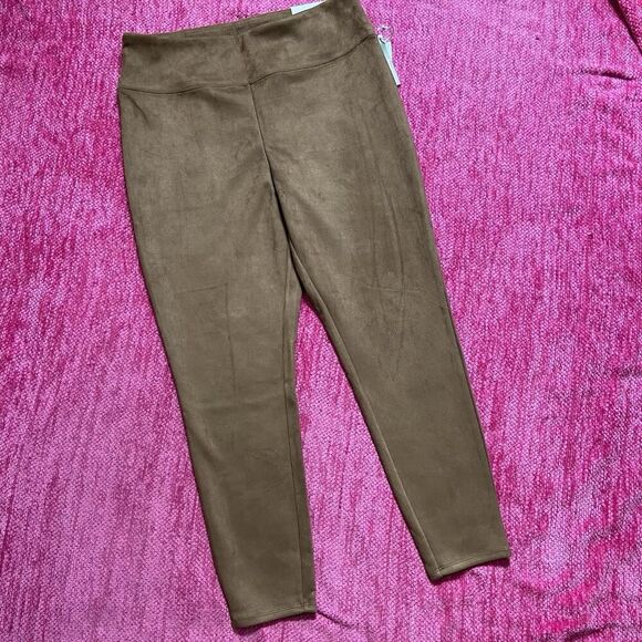 Soft Surroundings Faux Suede Pull On Ankle Leggings Saddle Brown Size Large - Picture 13 of 13